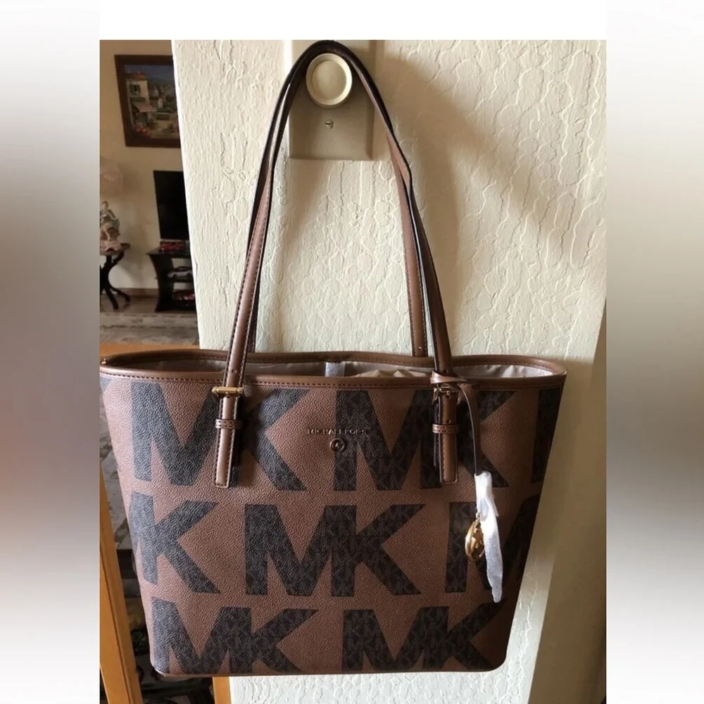 Michael Kors Brown and Gray Logo Tote - Picture 2 of 5